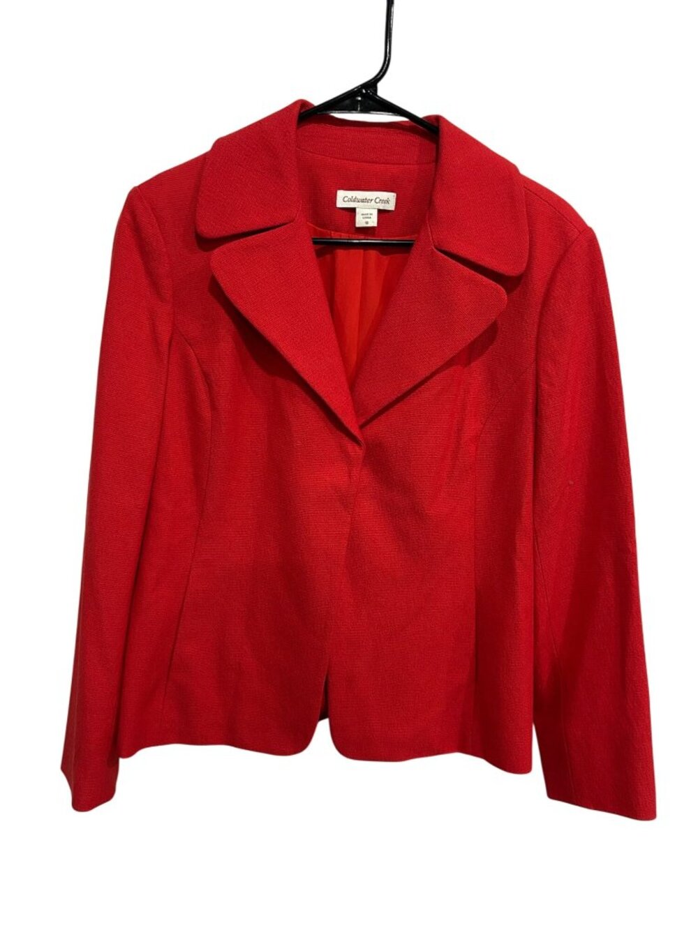 Coldwater Creek 10 Red Textured Blazer Jacket Hidden Closure Heritage Classic